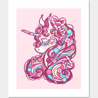 Christmas Candy Unicorn Posters and Art